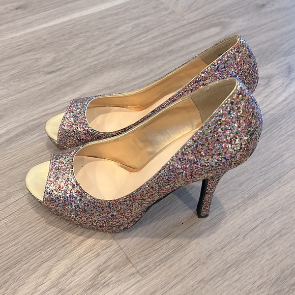 Candies sparkly high heel shoes. Size: 7 Med. Worn once. - Picture 3 of 6